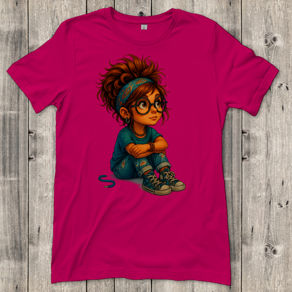 Damen T-Shirt Girl Träumt vor sich hin