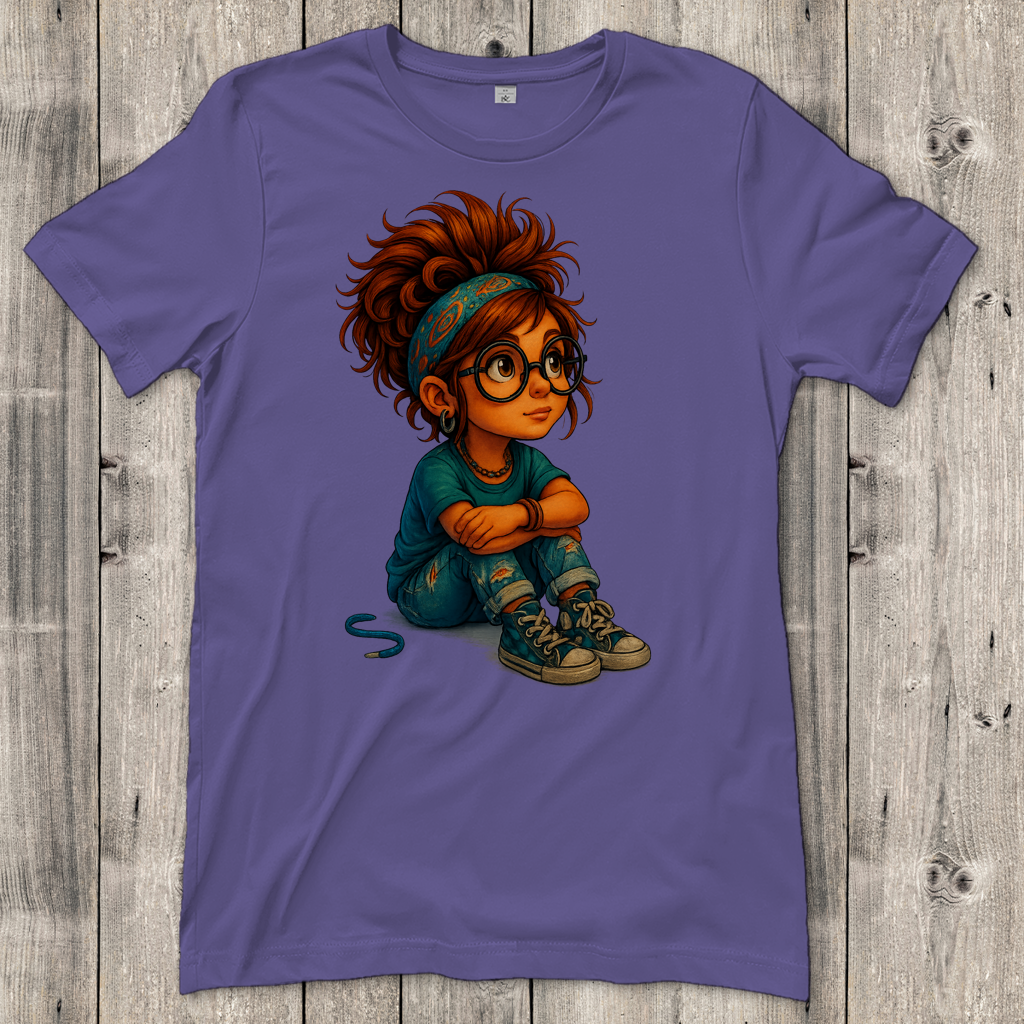 Damen T-Shirt Girl Träumt vor sich hin