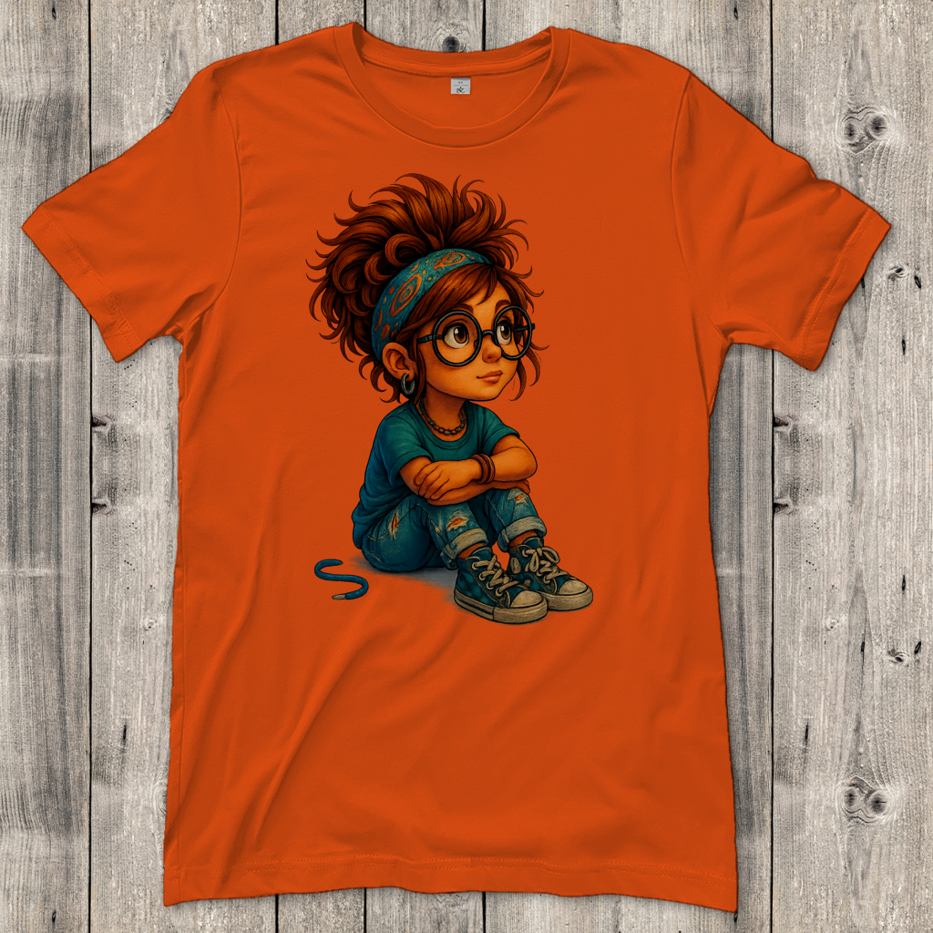 Damen T-Shirt Girl Träumt vor sich hin
