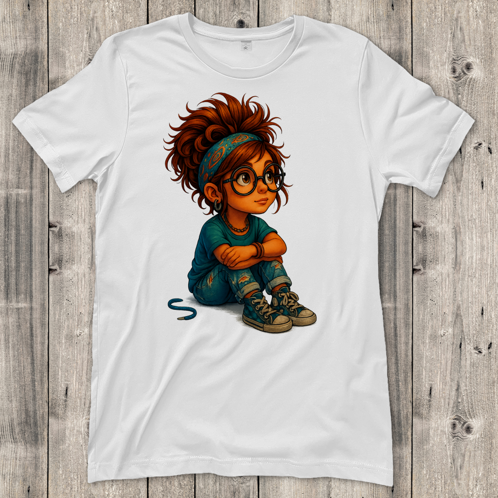 Damen T-Shirt Girl Träumt vor sich hin