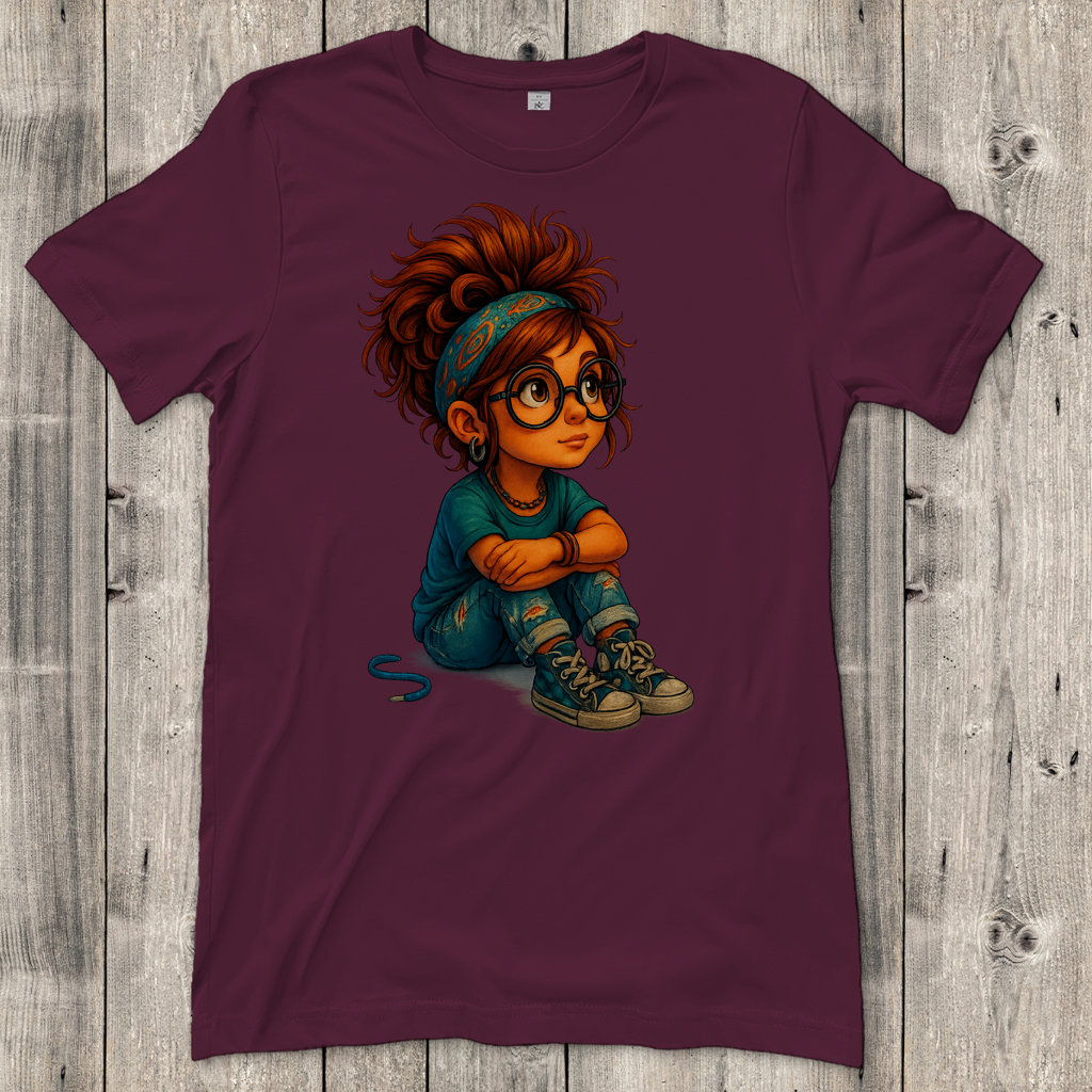 Damen T-Shirt Girl Träumt vor sich hin
