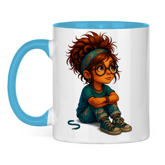 Tasse zweifarbig Girl Träumt vor sich hin