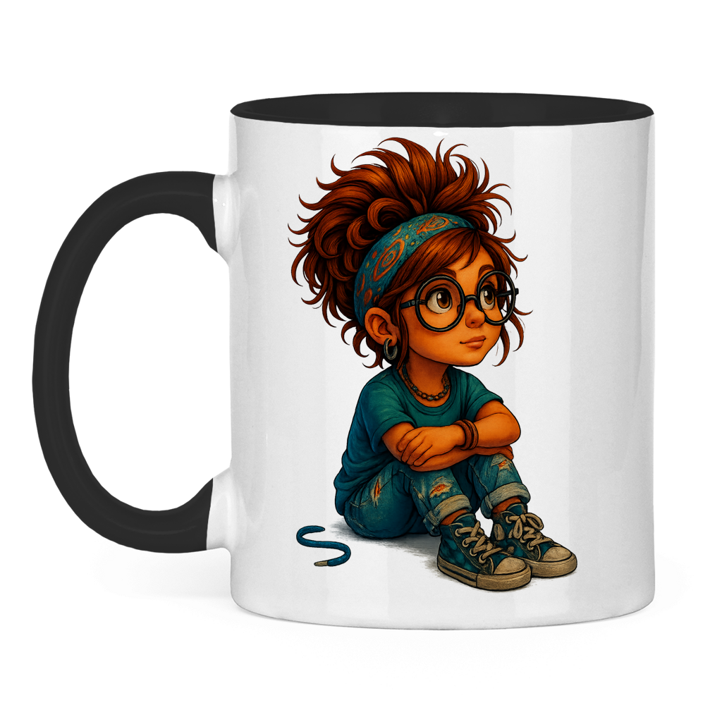 Tasse zweifarbig Girl Träumt vor sich hin