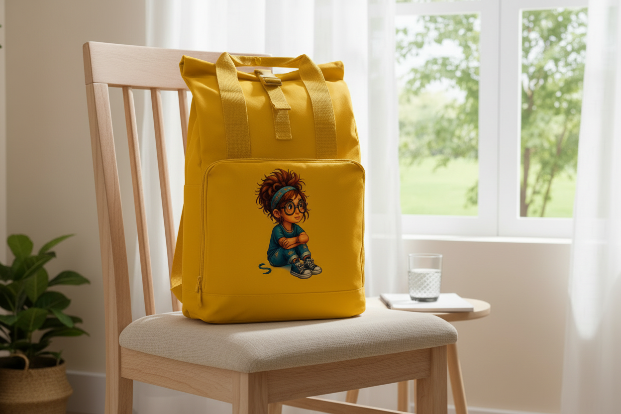 Rucksack Girl Träumt vor sich hin