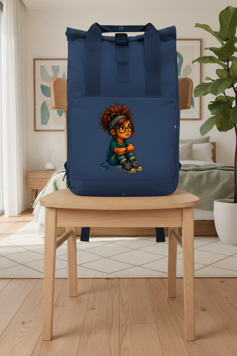 Rucksack Girl Träumt vor sich hin
