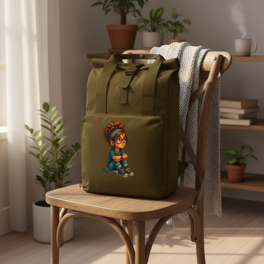 Rucksack Girl Träumt vor sich hin