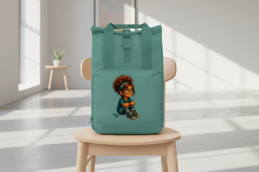 Rucksack Girl Träumt vor sich hin