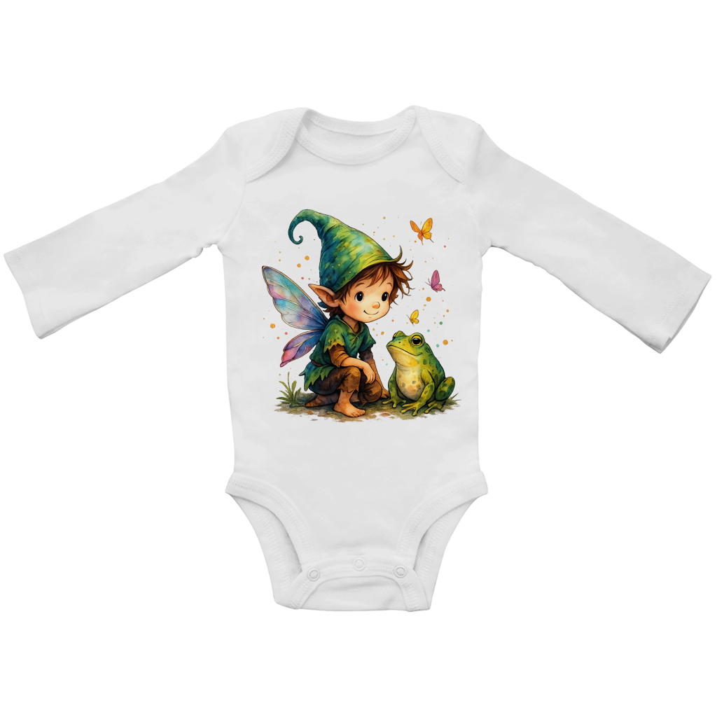 Baby Bio Bodysuite Langarm Boy Fee mit Frosch