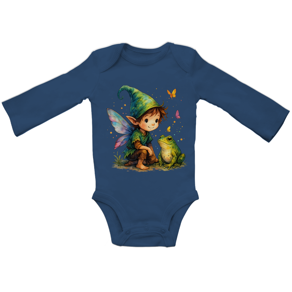 Baby Bio Bodysuite Langarm Boy Fee mit Frosch