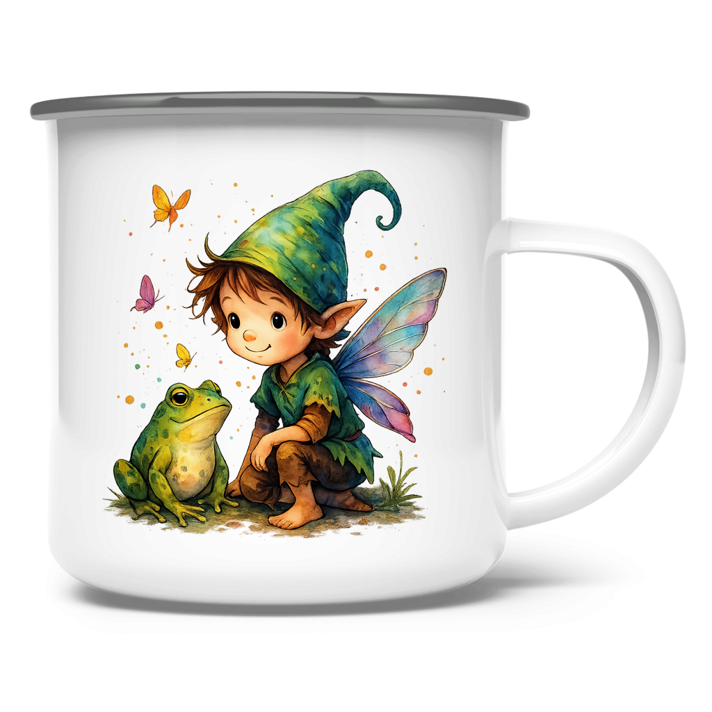 Emaille Tasse Boy Fee mit Frosch