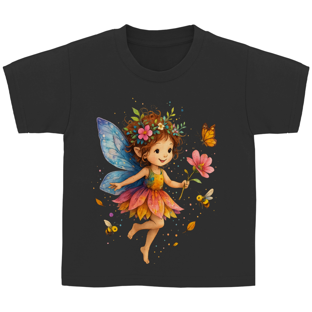 Kinder Basic T-Shirt Girl Fee Lischen fliegt mit Schmetterlingen