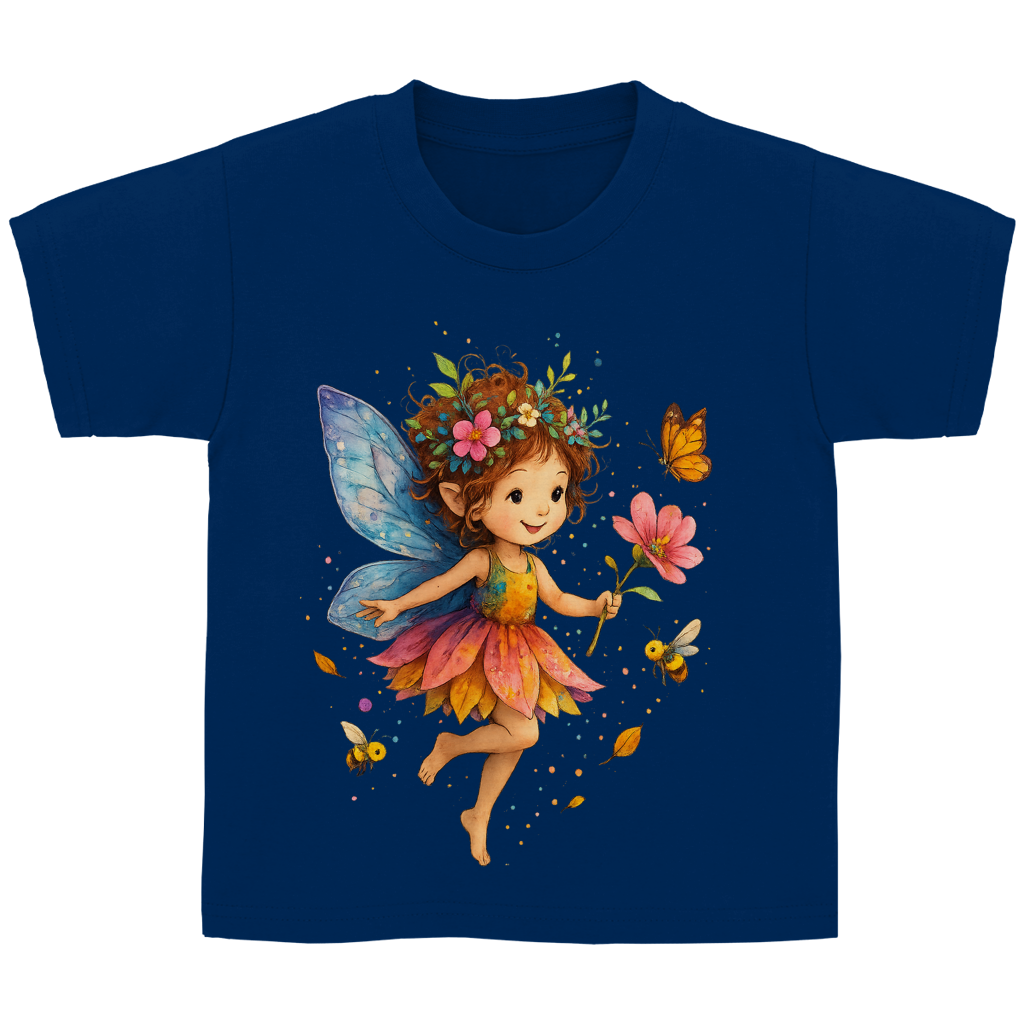 Kinder Basic T-Shirt Girl Fee Lischen fliegt mit Schmetterlingen