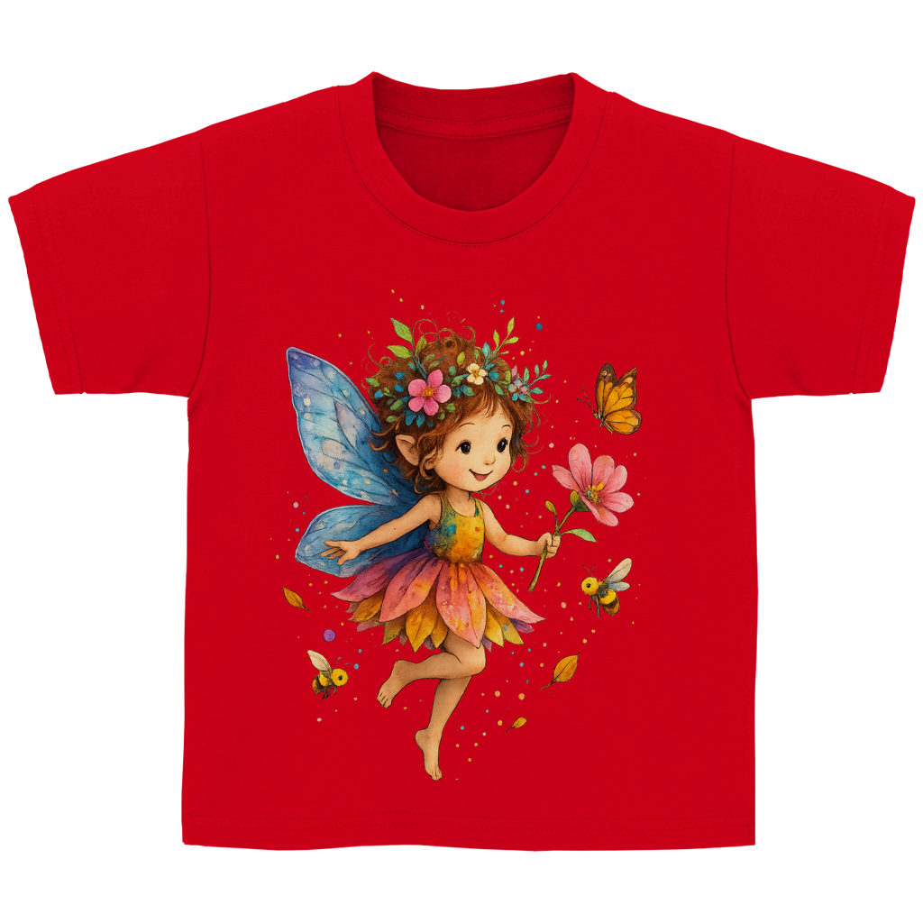 Kinder Basic T-Shirt Girl Fee Lischen fliegt mit Schmetterlingen