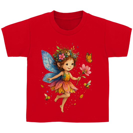 Kinder Basic T-Shirt Girl Fee Lischen fliegt mit Schmetterlingen