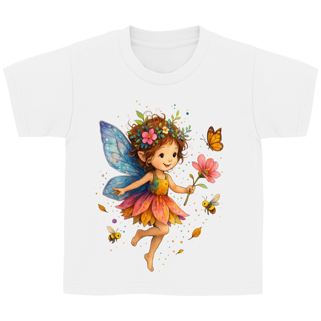 Kinder Basic T-Shirt Girl Fee Lischen fliegt mit Schmetterlingen