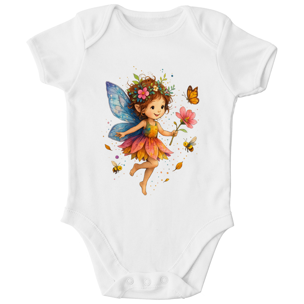 Kinder Bio Body Girl Fee Lischen fliegt mit Schmetterlingen