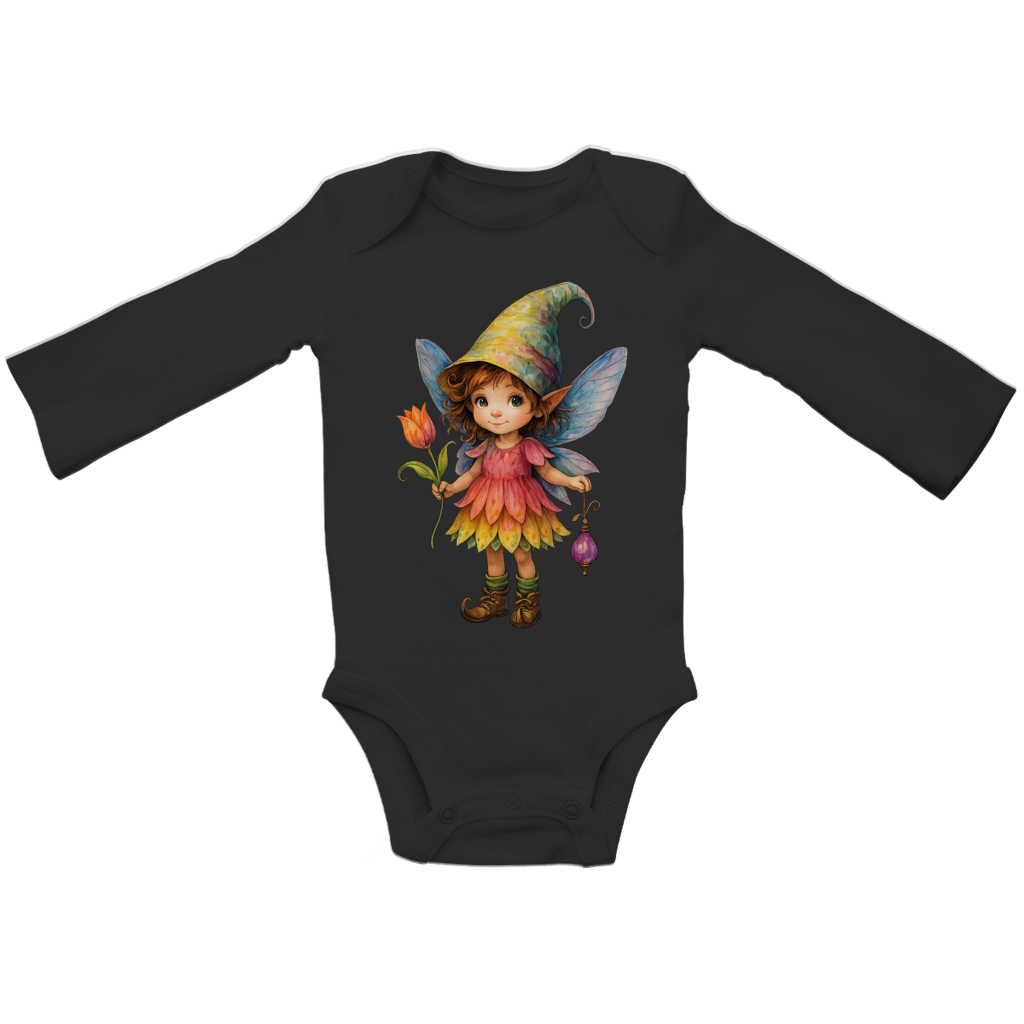 Baby Bio Bodysuite Langarm Girl Fee Lischen mit Tulpe und Lampe