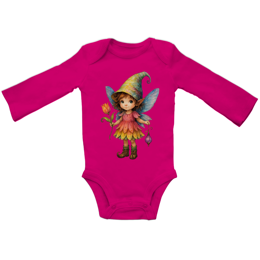 Baby Bio Bodysuite Langarm Girl Fee Lischen mit Tulpe und Lampe