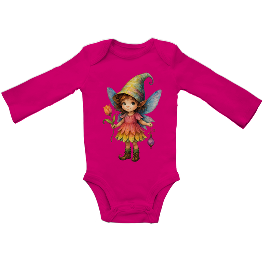 Baby Bio Bodysuite Langarm Girl Fee Lischen mit Tulpe und Lampe