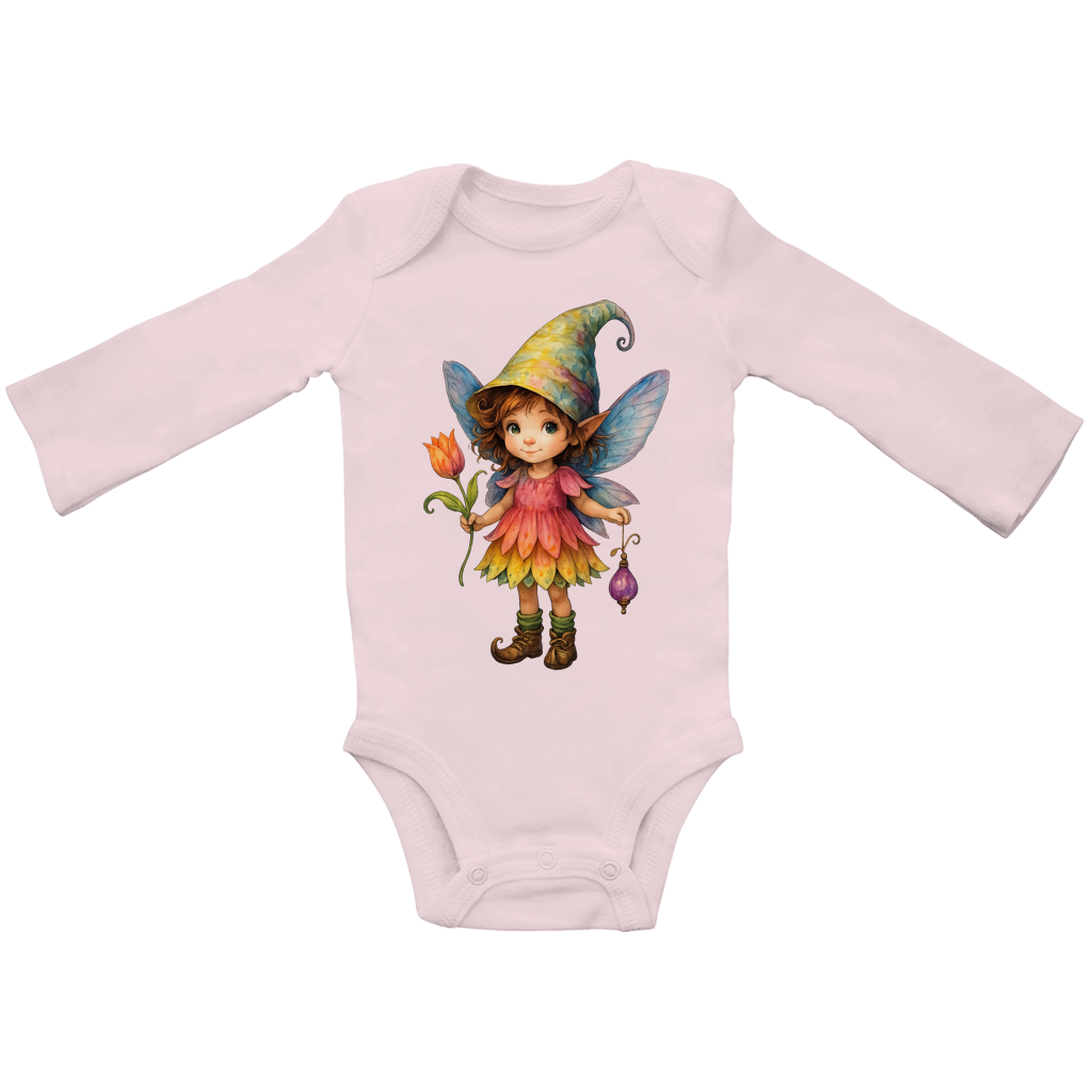 Baby Bio Bodysuite Langarm Girl Fee Lischen mit Tulpe und Lampe