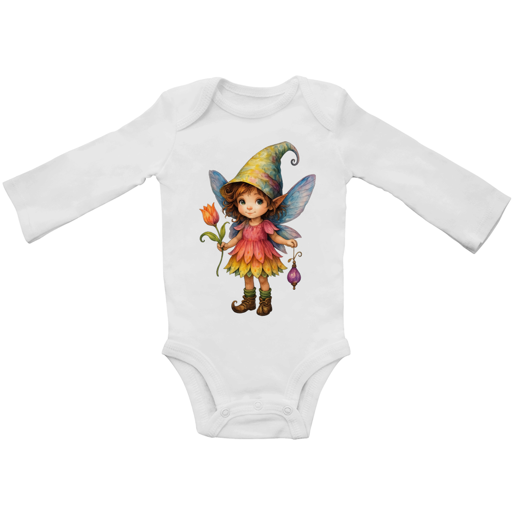 Baby Bio Bodysuite Langarm Girl Fee Lischen mit Tulpe und Lampe