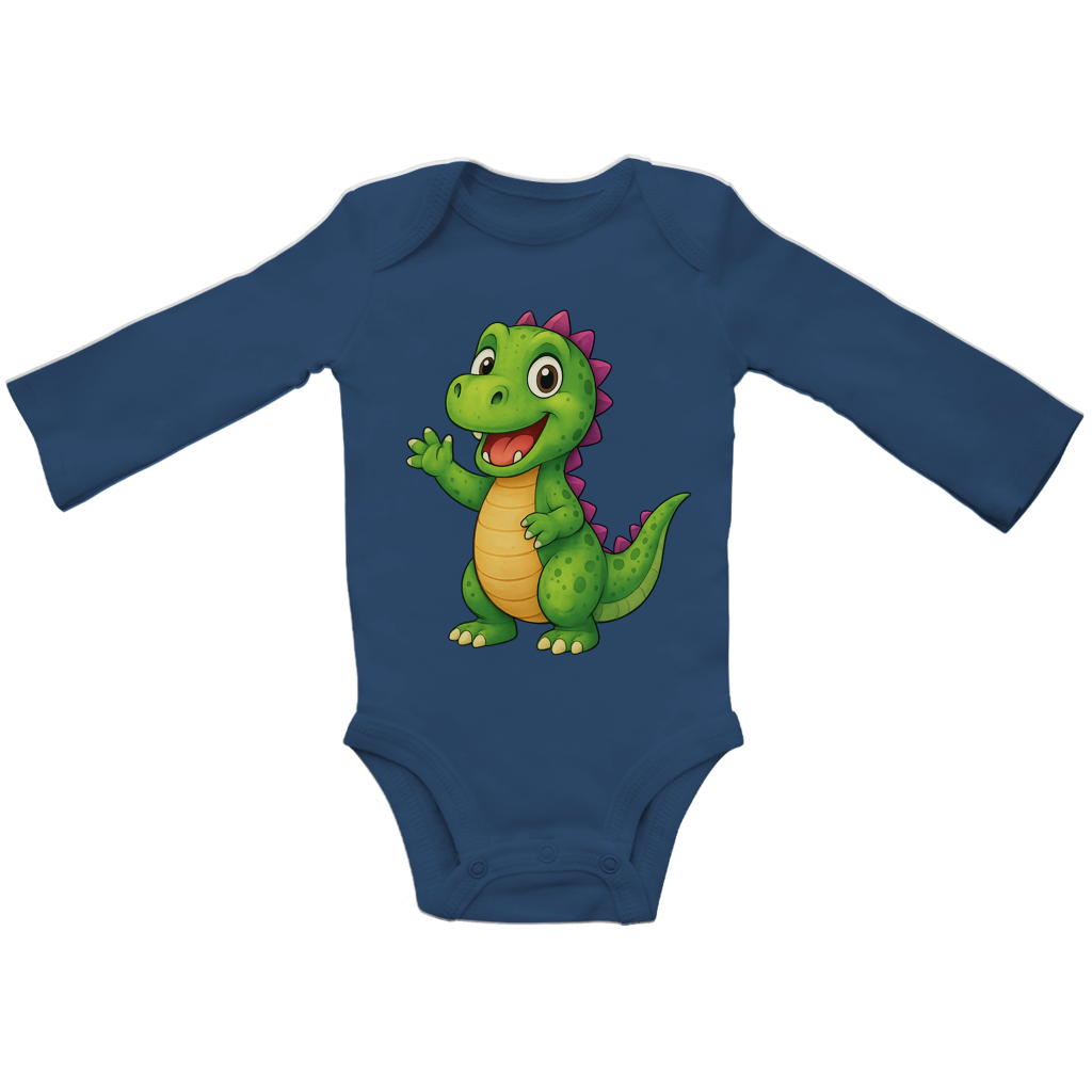 Baby Bio Bodysuite Langarm Kinder Dino grün
