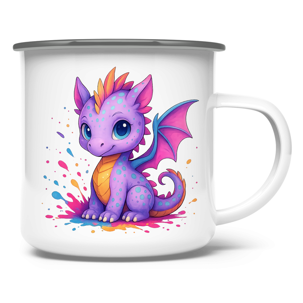 Emaille Tasse Kinder Drache lila