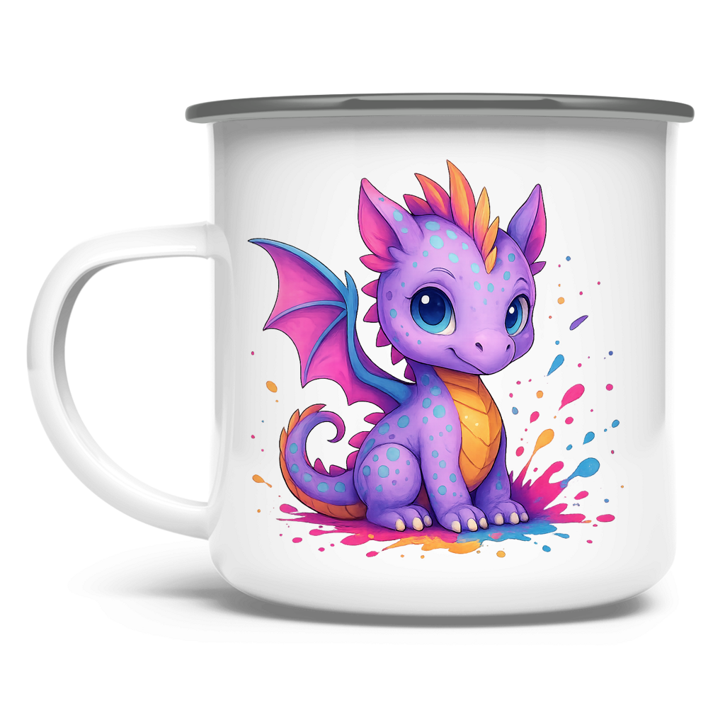 Emaille Tasse Kinder Drache lila