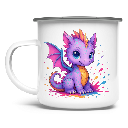 Emaille Tasse Kinder Drache lila