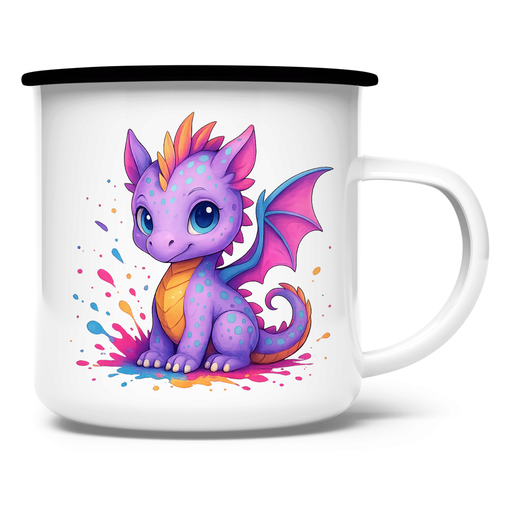 Emaille Tasse Kinder Drache lila
