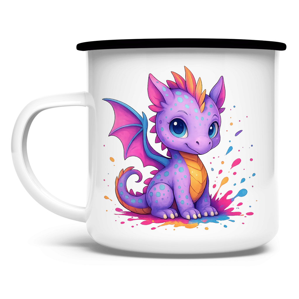 Emaille Tasse Kinder Drache lila