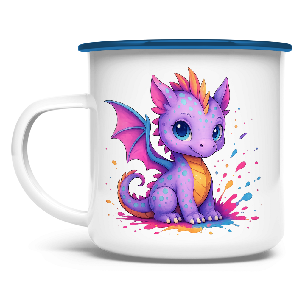 Emaille Tasse Kinder Drache lila
