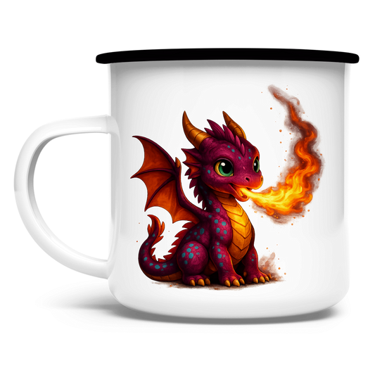 Emaille Tasse Kinder Drache Feuerspucker