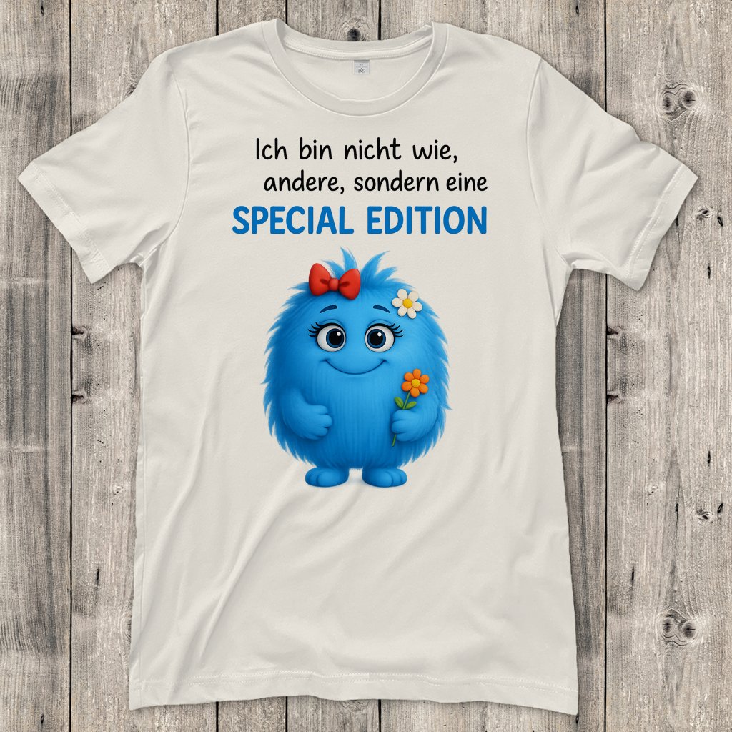 Damen T-Shirt Girl Monster blau Spezial Edition