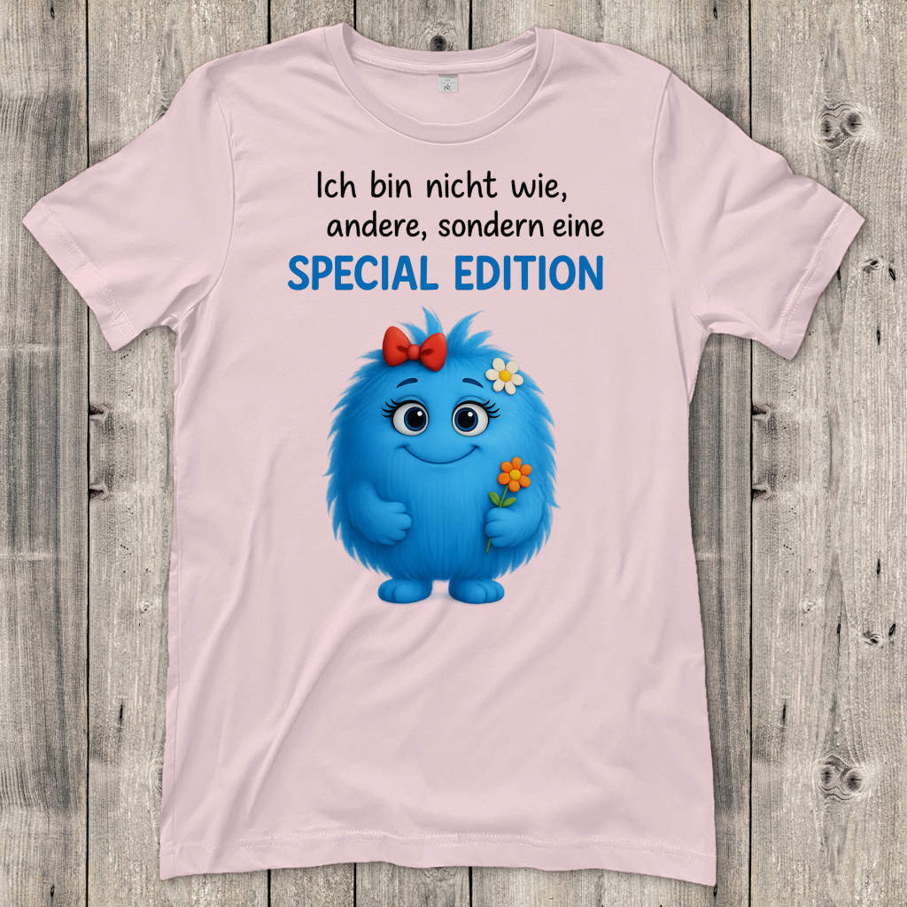 Damen T-Shirt Girl Monster blau Spezial Edition