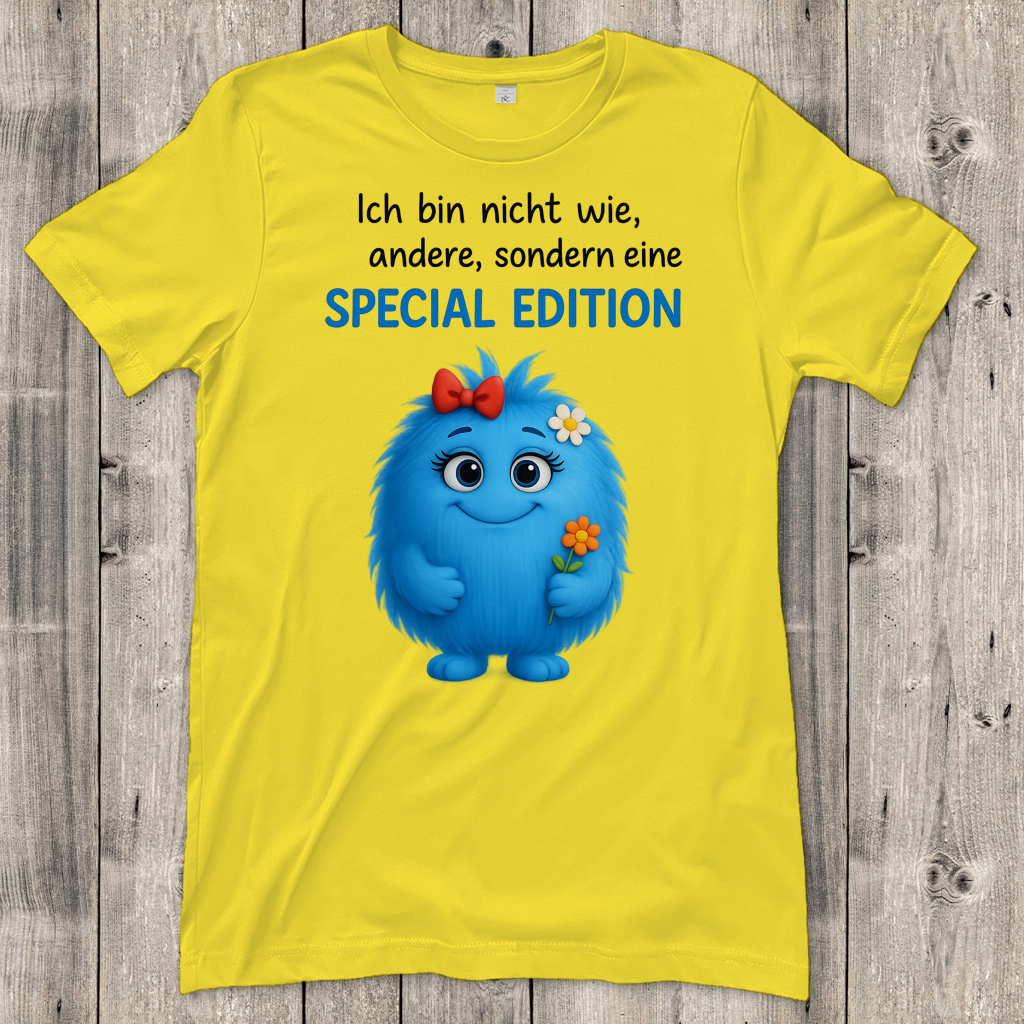Damen T-Shirt Girl Monster blau Spezial Edition