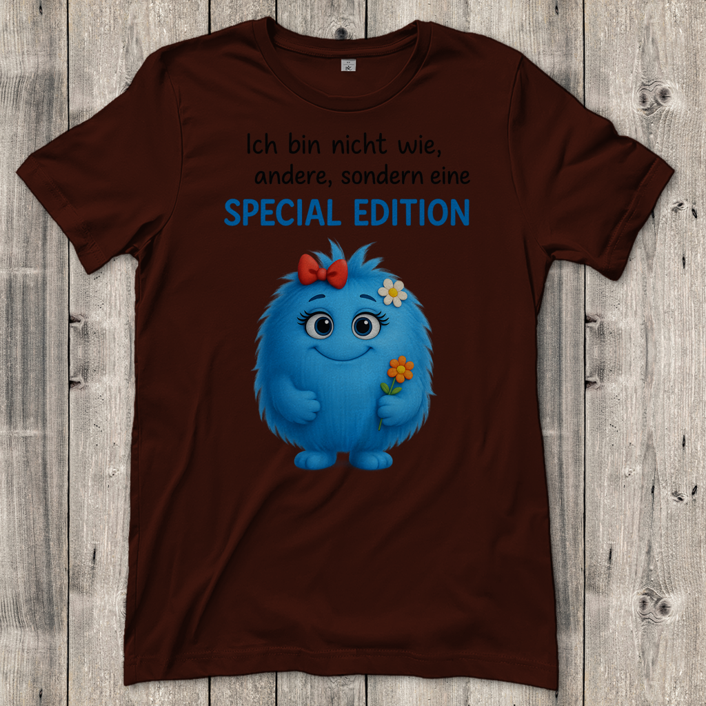 Damen T-Shirt Girl Monster blau Spezial Edition