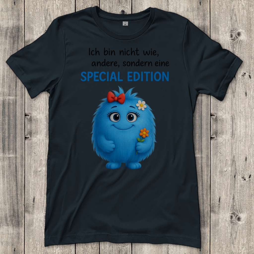 Damen T-Shirt Girl Monster blau Spezial Edition