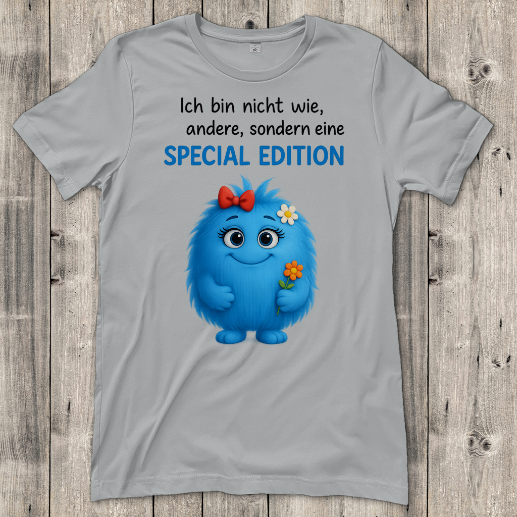 Damen T-Shirt Girl Monster blau Spezial Edition