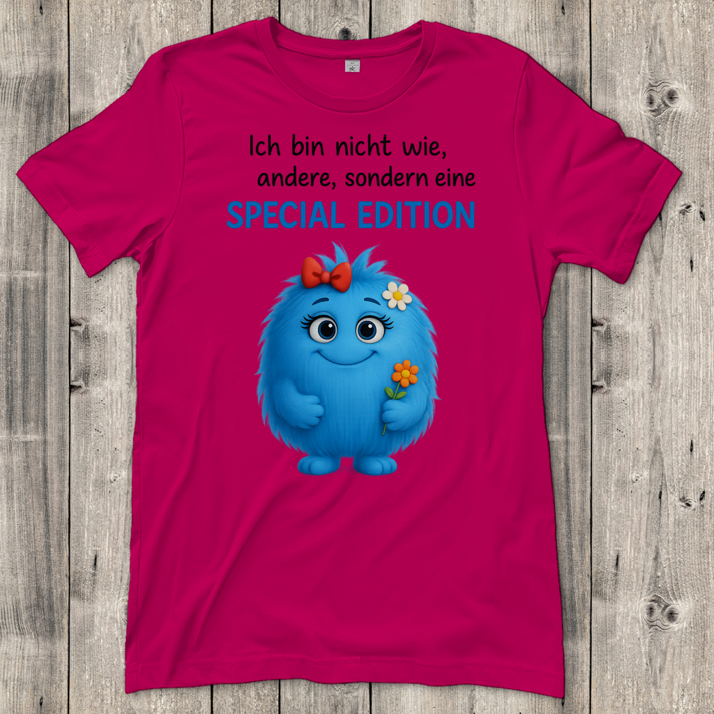 Damen T-Shirt Girl Monster blau Spezial Edition