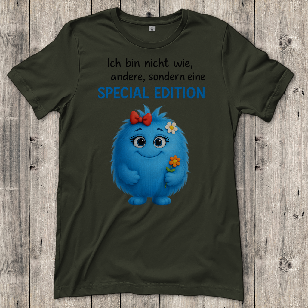 Damen T-Shirt Girl Monster blau Spezial Edition