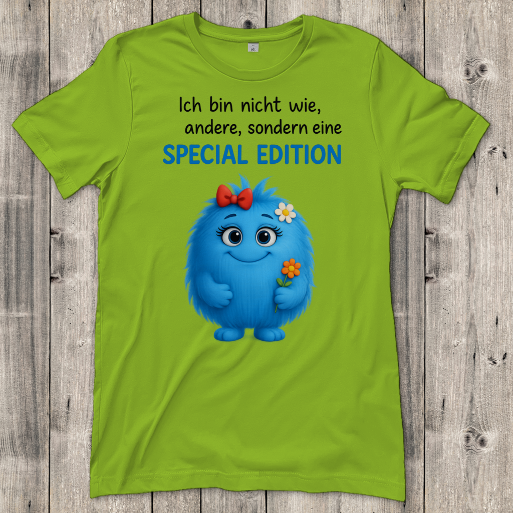 Damen T-Shirt Girl Monster blau Spezial Edition