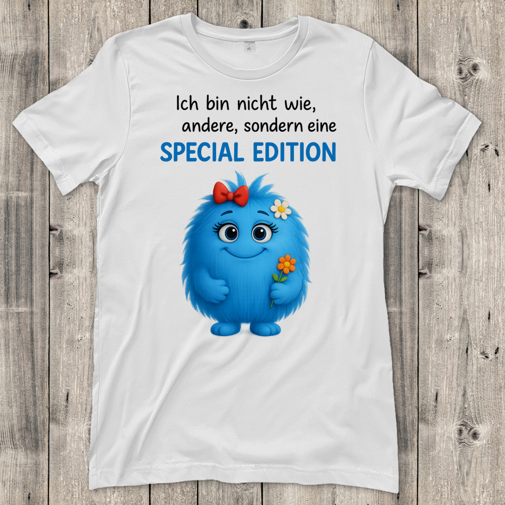 Damen T-Shirt Girl Monster blau Spezial Edition
