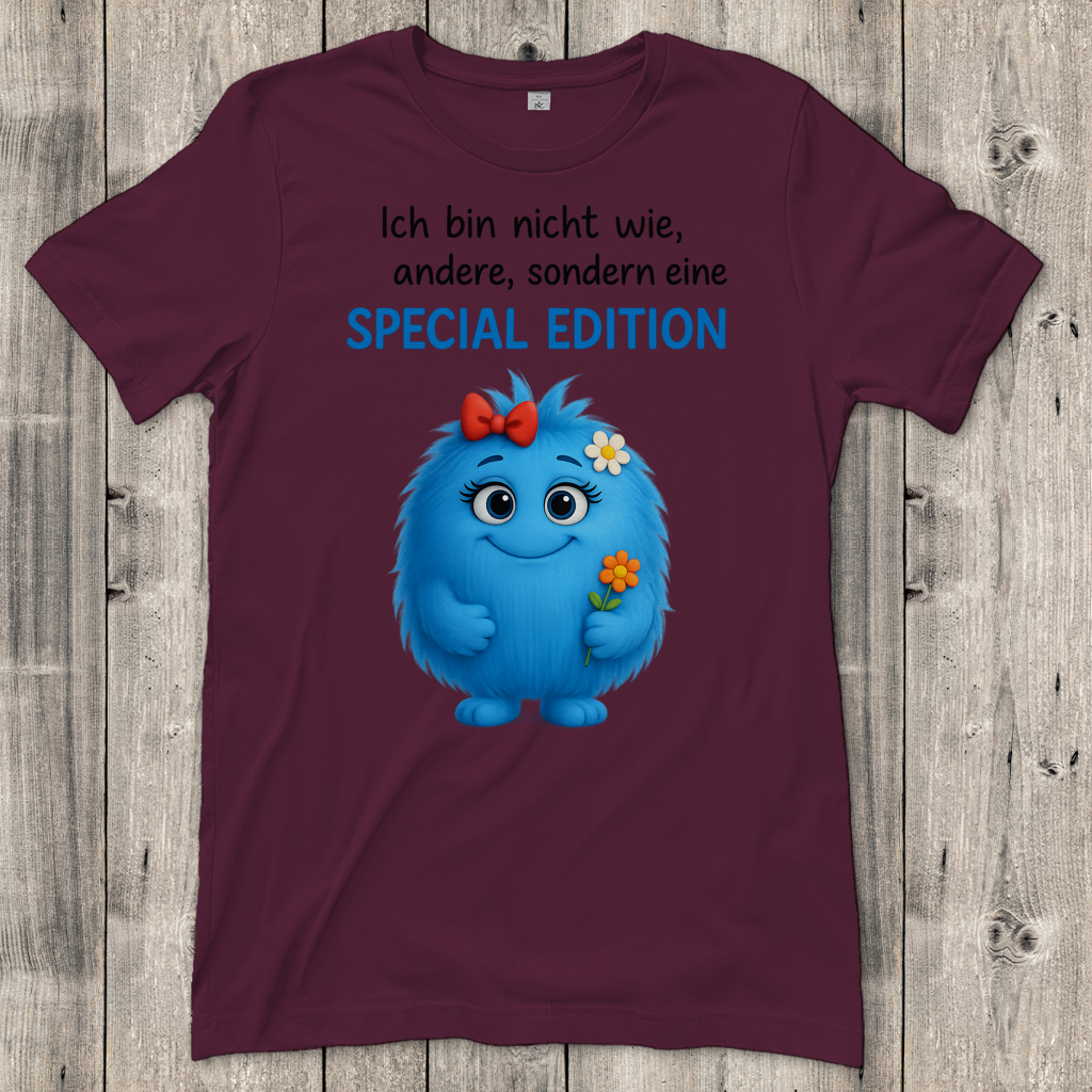 Damen T-Shirt Girl Monster blau Spezial Edition