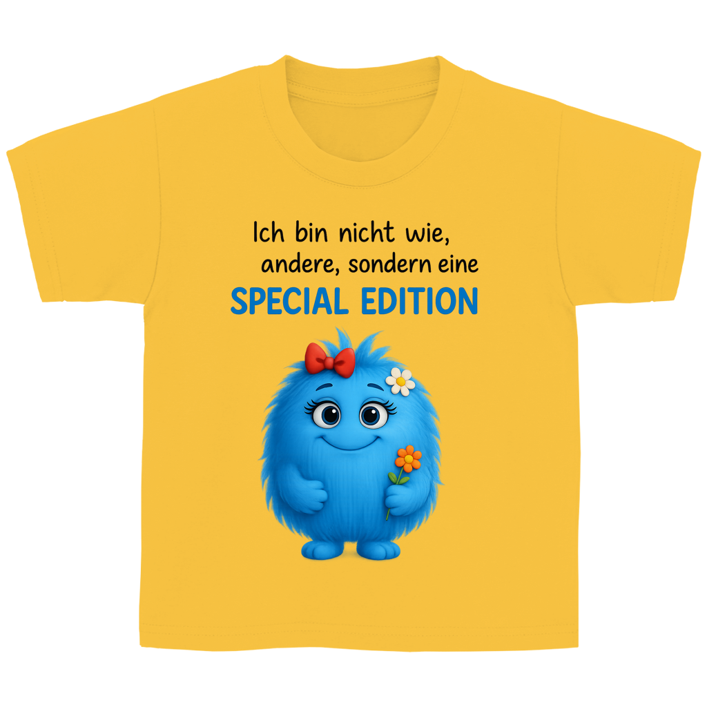 Kinder Basic T-Shirt Girl Monster blau Spezial Edition