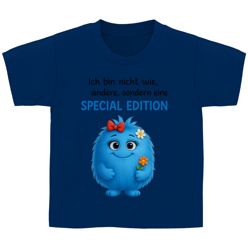 Kinder Basic T-Shirt Girl Monster blau Spezial Edition