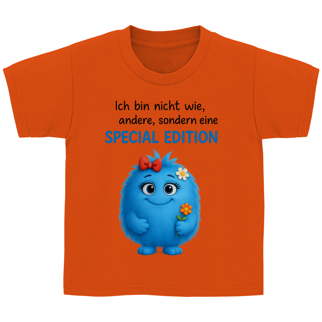 Kinder Basic T-Shirt Girl Monster blau Spezial Edition