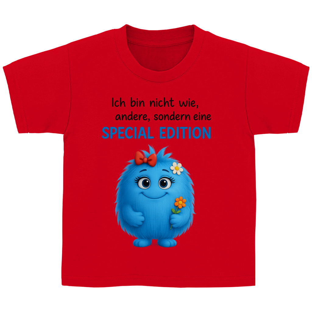 Kinder Basic T-Shirt Girl Monster blau Spezial Edition