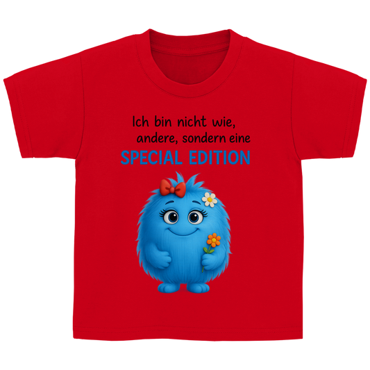 Kinder Basic T-Shirt Girl Monster blau Spezial Edition