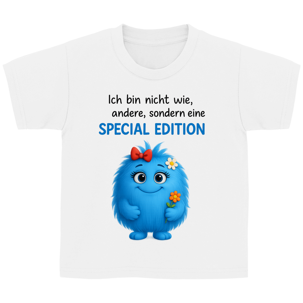Kinder Basic T-Shirt Girl Monster blau Spezial Edition